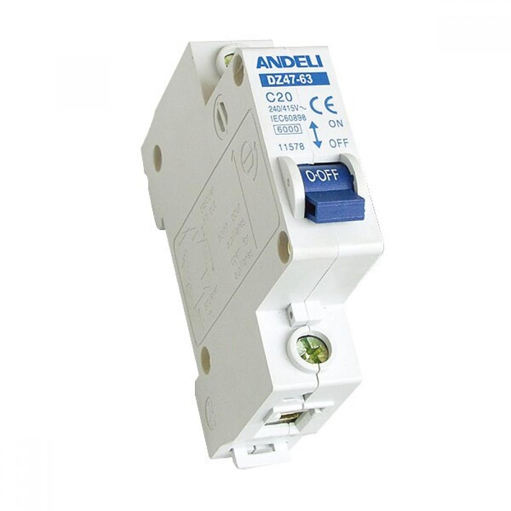 ANDELI Circuit Breaker DZ47-63 C20A 1P