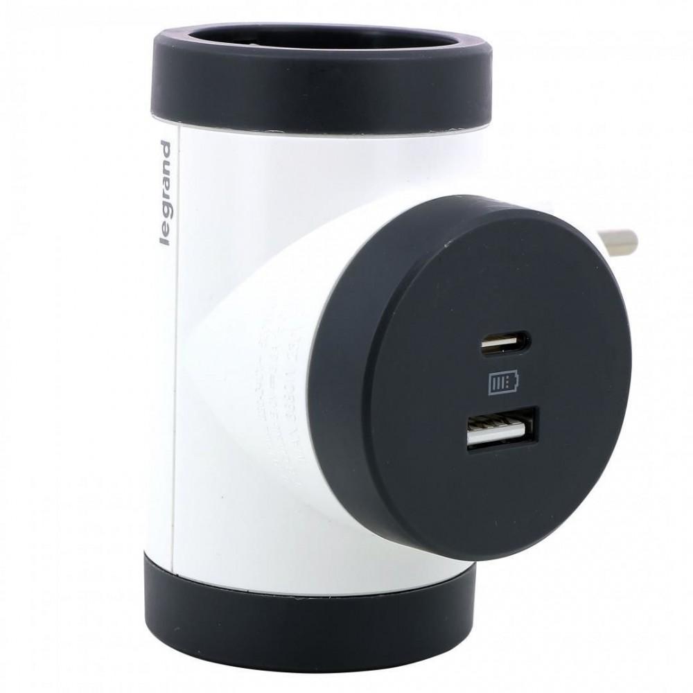 Legrand Elium Multi-Socket Plug 2 Places / USBA+C White