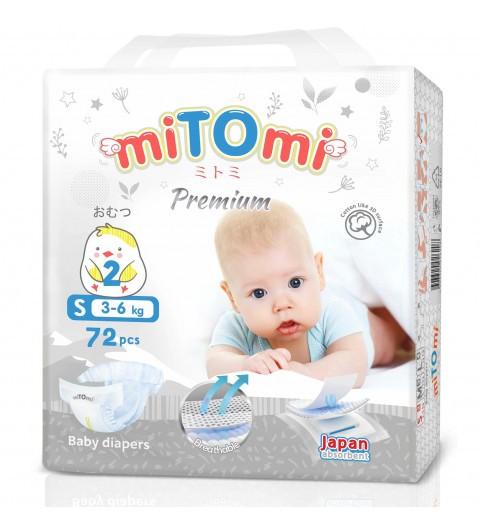 Diapers miTOmi Premium S N2 (3-6kg) 72pcs